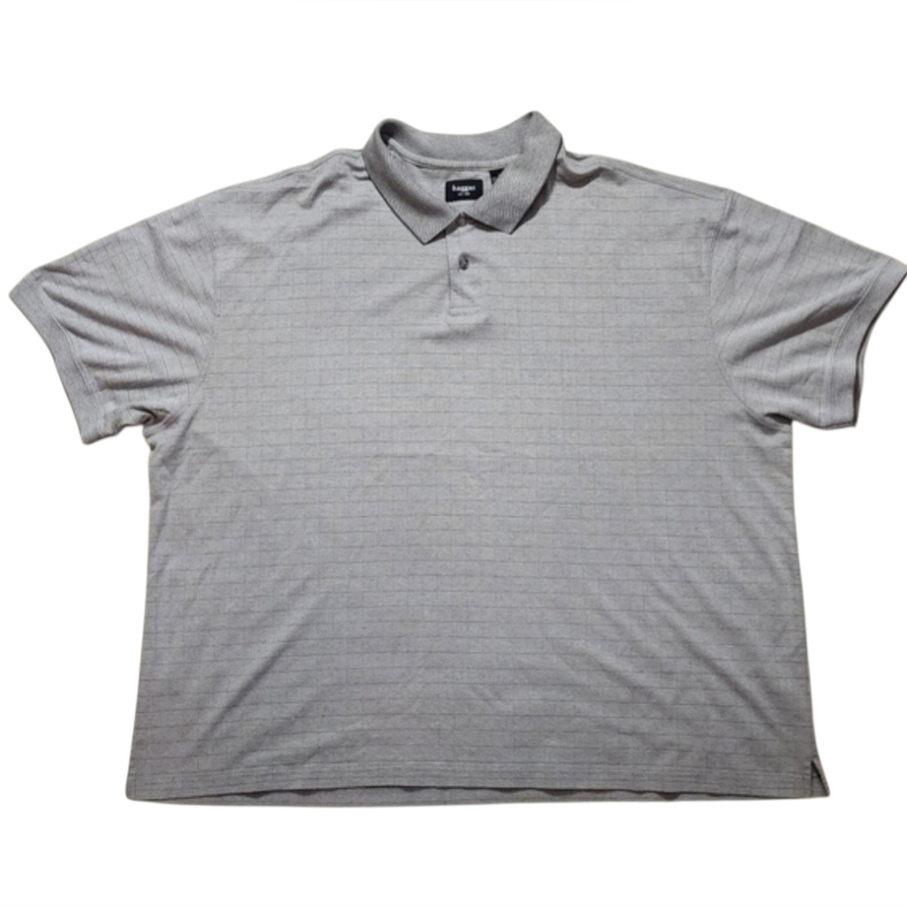 Haggar 3XL Gray Grid Pattern Short Sleeve‎ Classic Polo Shirt XXXL